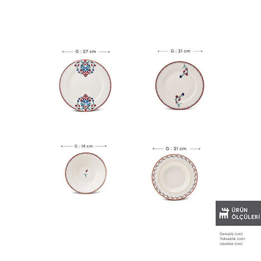 Karaca Forever Bone Nakkaş 24 Parça 6 Kişilik Yemek Takımı