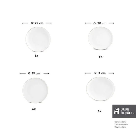 Karaca Stream Bone Saturn 24 Parça 6 Kişilik Yemek Takımı Gold