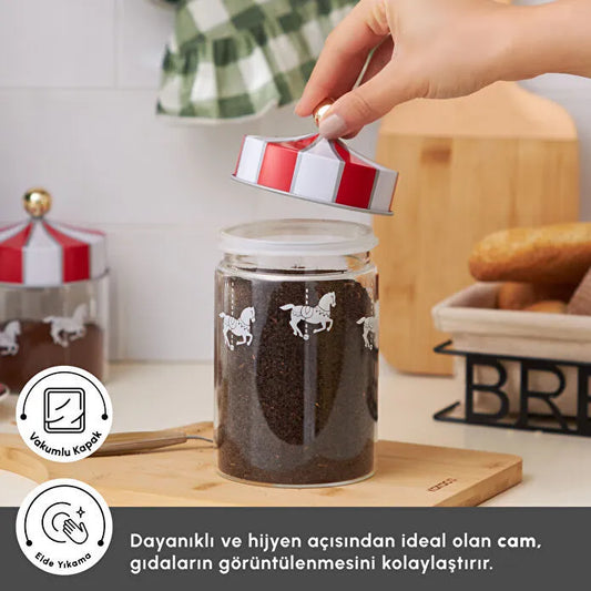 Karaca Karnaval Cam Saklama Kabı 980 ml