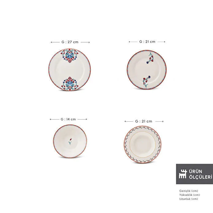 Karaca Forever Bone Nakkaş 24 Parça 6 Kişilik Yemek Takımı