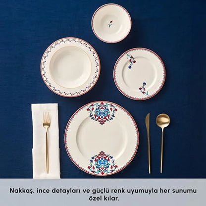 Karaca Forever Bone Nakkaş 24 Parça 6 Kişilik Yemek Takımı