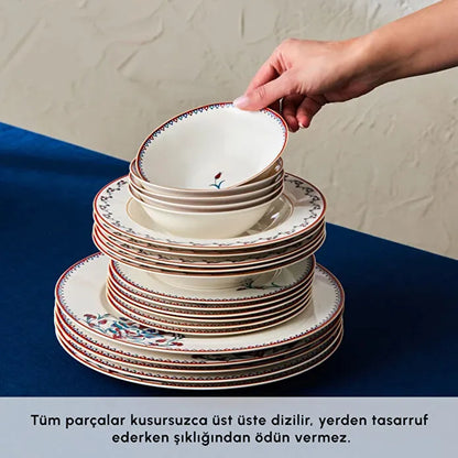 Karaca Forever Bone Nakkaş 24 Parça 6 Kişilik Yemek Takımı