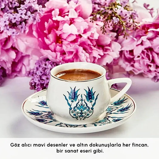 Karaca İznik Yeni Form 6 Kişilik Kahve Fincanı Takımı 100 ml