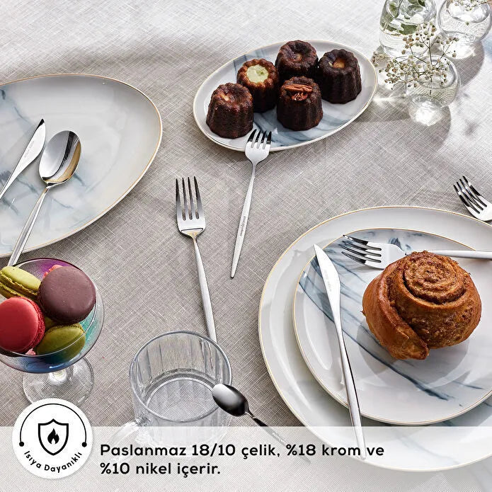 Karaca Lizbon Platin 12 Kişilik 60 Parça Çatal Kaşık Bıçak Takımı