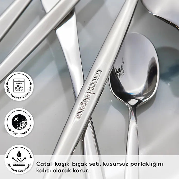 Karaca Lizbon Platin 12 Kişilik 60 Parça Çatal Kaşık Bıçak Takımı