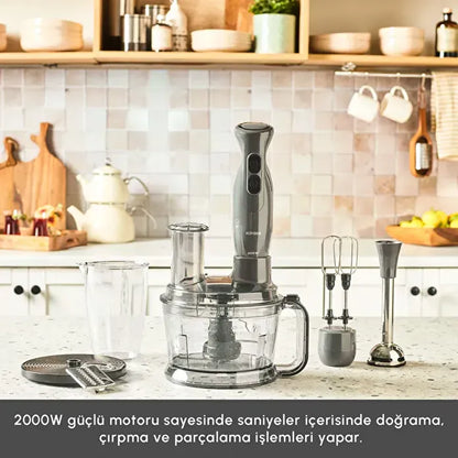 Karaca Pro Multimax 6 in 1 Çok Amaçlı Mutfak Robotu 2000W Space Gray