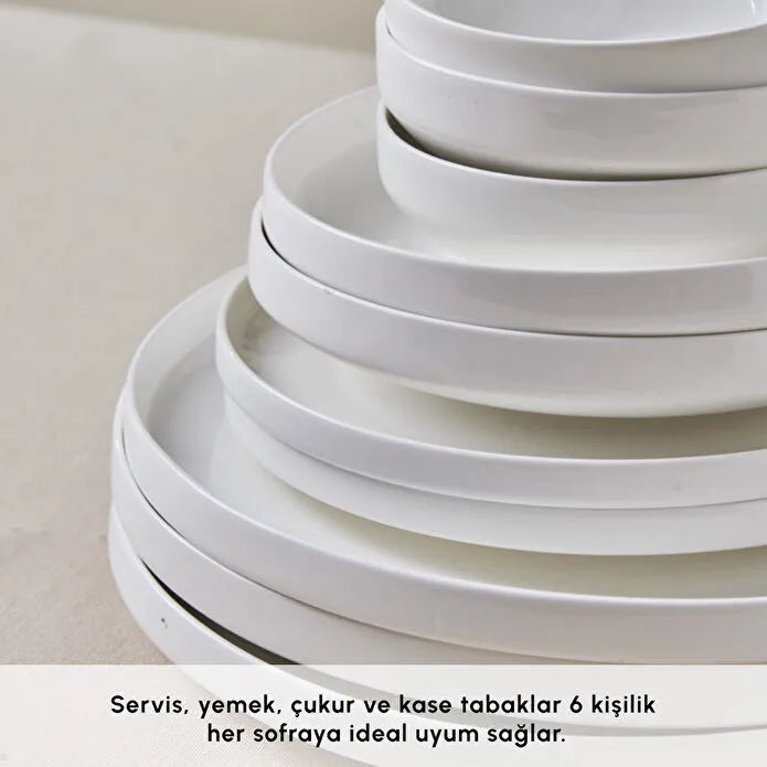Karaca Stream Bone Saturn 24 Parça 6 Kişilik Yemek Takımı Beyaz