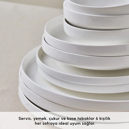 Karaca Stream Bone Saturn 24 Parça 6 Kişilik Yemek Takımı Beyaz