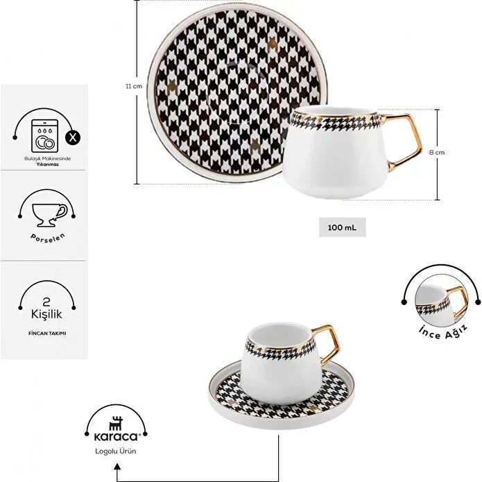 Karaca Kazayağı 2 Kişilik Kahve Fincan Takımı 100 ml