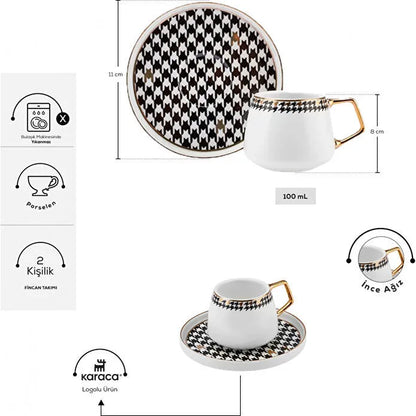Karaca Kazayağı 2 Kişilik Kahve Fincan Takımı 100 ml