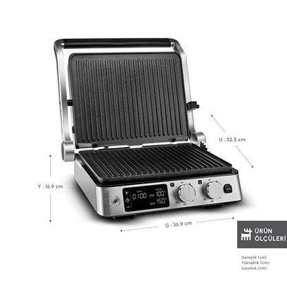 Karaca Compact Steel Sear and Grill Inox 2008 Döküm Izgara ve Tost Makinesi 6 Dilim Kapasiteli