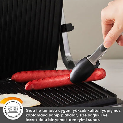 Karaca Compact Steel Sear and Grill Inox 2008 Döküm Izgara ve Tost Makinesi 6 Dilim Kapasiteli