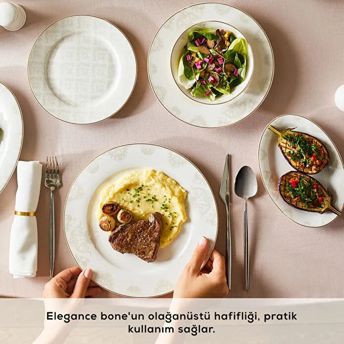 Karaca Elegance Bone Siena 53 Parça 12 Kişilik Yemek Takımı Gold