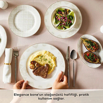 Karaca Elegance Bone Siena 53 Parça 12 Kişilik Yemek Takımı Gold