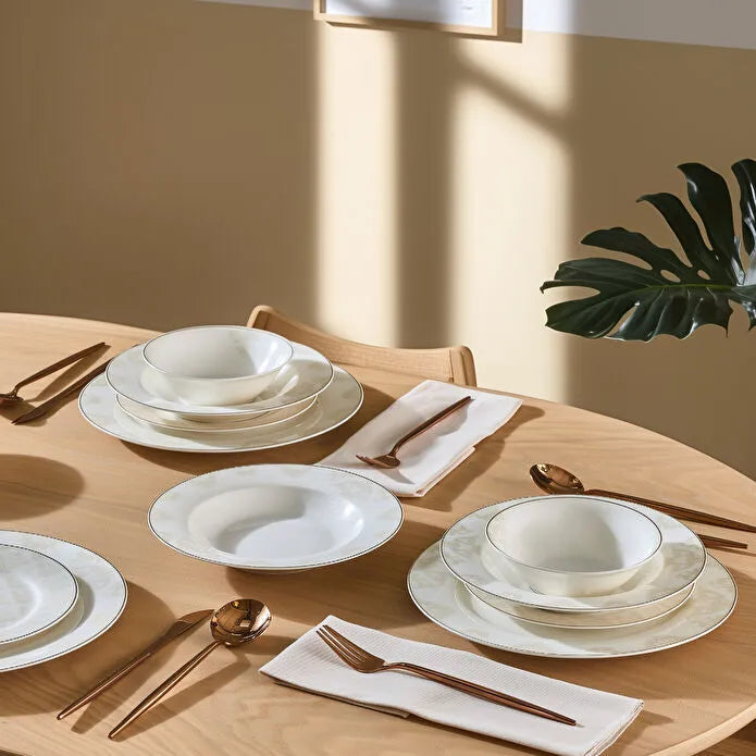 Karaca Elegance Bone Siena 53 Parça 12 Kişilik Yemek Takımı Gold