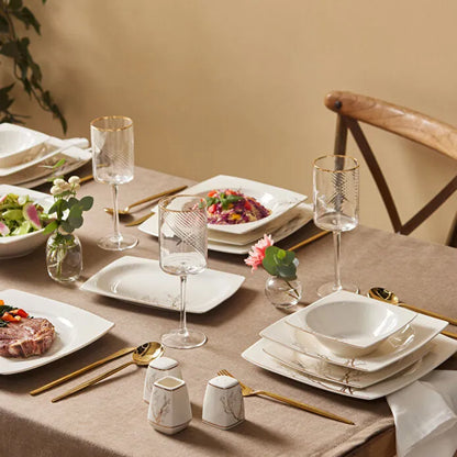 Karaca Square Bone Autumn 60 Parça 12 Kişilik Yemek Takımı Gold