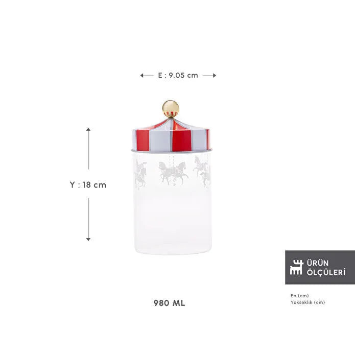 Karaca Karnaval Cam Saklama Kabı 980 ml