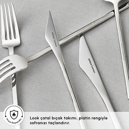 Karaca 316 Premium Look Platin 12 Kişilik 84 Parça Çatal Kaşık Bıçak Takımı